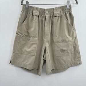 Aftco Men's Fishing Shorts Sz 36 Light Tan Brown Cargo Stretch Lightweight